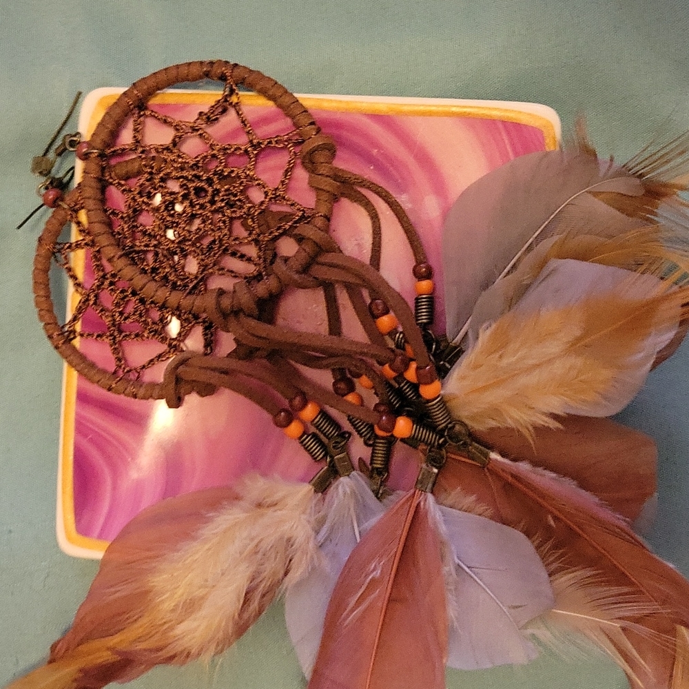 Dreamcatcher feather earrings
